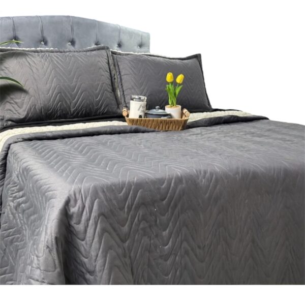 COLCHA GRIS I Colcha Española Ovejera Color Gris Cama Doble