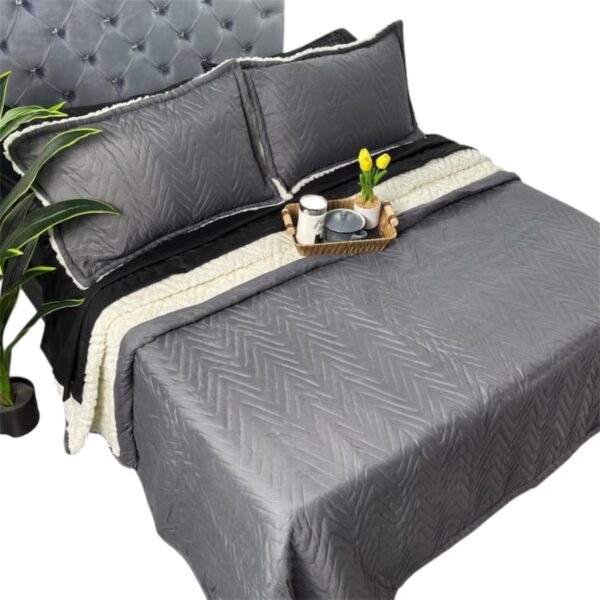 COLCHA GRIS III Colcha Española Ovejera Color Gris Cama Doble